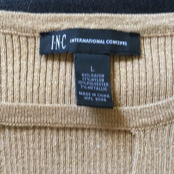 INC Gold Knit V Neck Sweater Size L - Picture 6 of 7